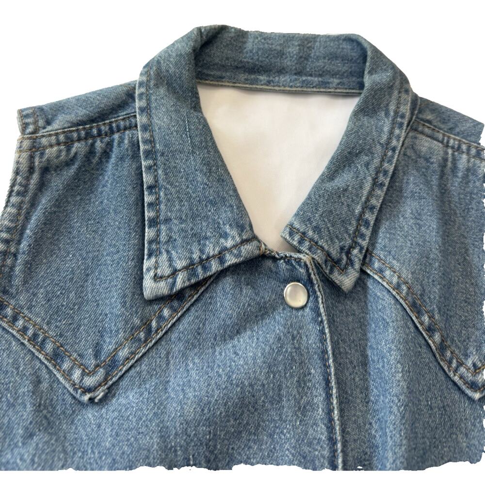 Vintage 90s Unionbay Cropped Denim Vest Snap Front Women's Size S/M Blue Jean - Picture 8 of 13